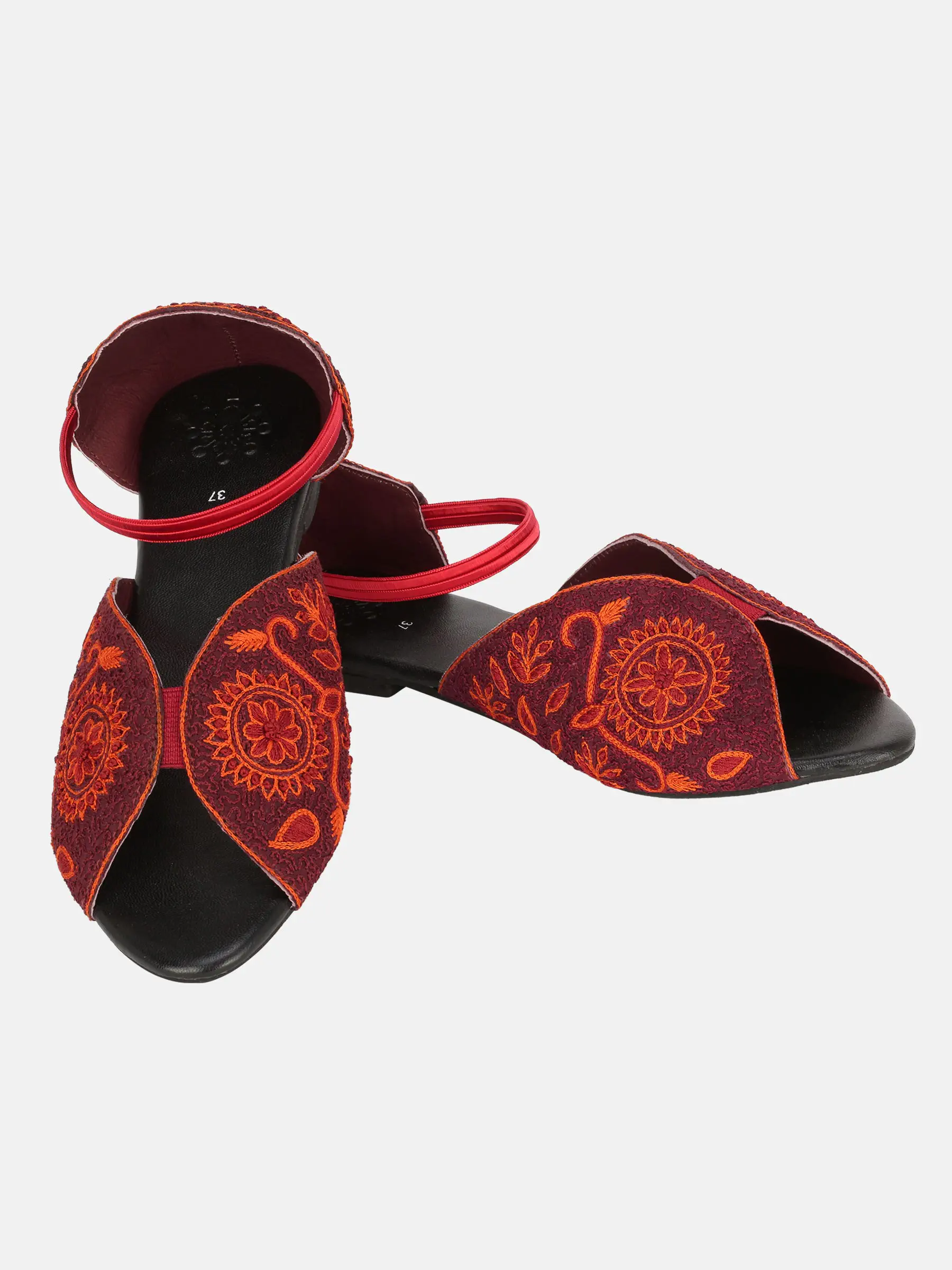 Maroon Embroidered Sandal