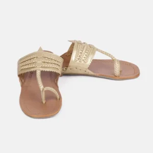 Golden Faux Leather Kolhapuri Sandals Sandal