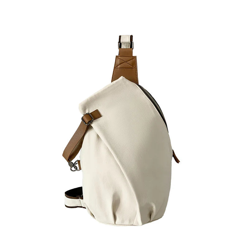 Retro Canvas Backpack Canvas Vintage Backpacks Genuine Leather Daypack Travel Bag Shoulder Backpack For Men Women (Beige)